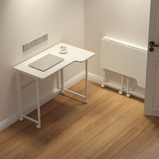 Shufusi folding desk mobile learning computer table home adult simple writing desk bedroom bedside folding table single table L-shaped folding table all white