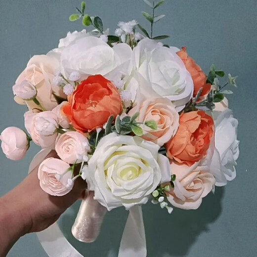 Neue chinesische Stil rote Rosenknospe simulierte rosa Blume Hochzeit Fotografie Fotografie Braut Braut Hochzeit Engagement Haltet Flower Pearl Rose