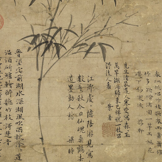 元倪瓒春雨新篁图墨竹图古代花鸟画卷轴复仿古画挂画 元钱选芙蓉鸳鸯图12392 40X72厘米（喷绘画心尺寸） 装裱