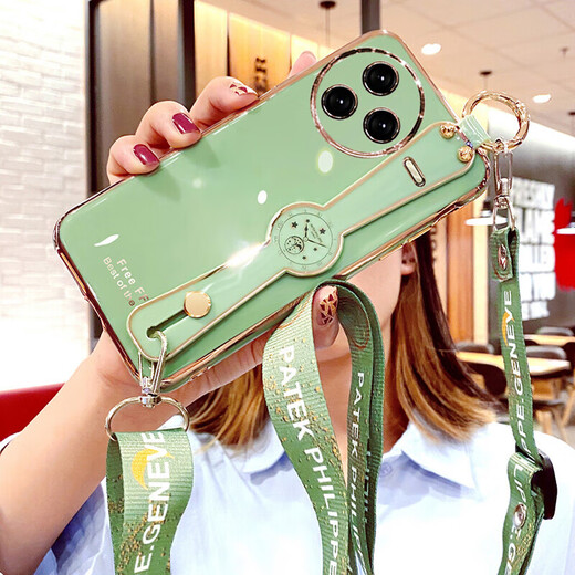 Ruisipai Redmi K80 mobile phone case Xiaomi K80pro wristband protection silicone cover crossbody lanyard lens all-inclusive anti-fall redmik soft shell k8o ultra-thin por female trendy creative butter green with wristband holder free full-screen steel film + crossbody lanyard Redmi K80