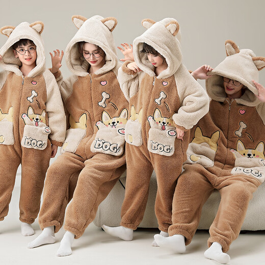 
Young love words parent-child pajamas autumn and winter onesie long-sleeved coral velvet family three and four family decoration children's home clothes YPF3893 puppy 3XL men 3XL (180-210Jin [Jin equals 0.5 kg])
