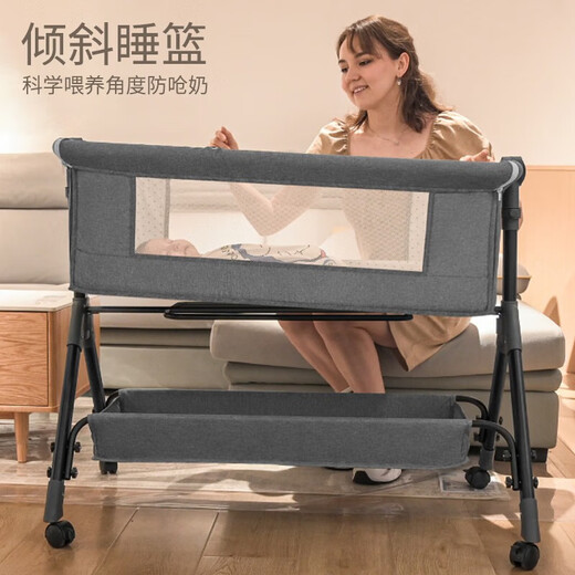 优乐博（ULOP）婴儿床带尿布台多功能宝宝床可折叠移动拼接床小户型新生儿摇床 带尿布台婴儿拼接床【婴儿用品】