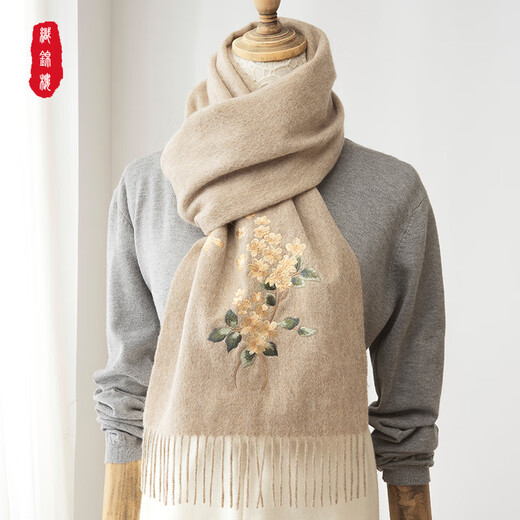 Edificio Brocade Outumn e invierno Bufanda bordada bufanda bordada para mujeres Combinada lana de lana cálida bufanda decorativa decorativa Día del maestro