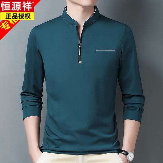 Hengyuanxiang High-End Brand Pure Cotton Cotton Fot Fot Functing Men's Casual Plus Velvet Tops Осенней и зимой Новой мужской базовой рубашки с воротничками среднего возраста.