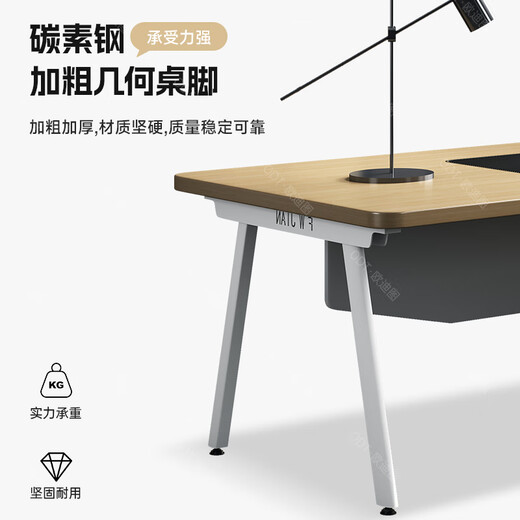 OUDITU Desk Boss Desk Simple Modern Office Furniture President Manager Office Desk and Chair Combination Single Executive Desk Walnut Wood 1.8 Meter Boss Desk