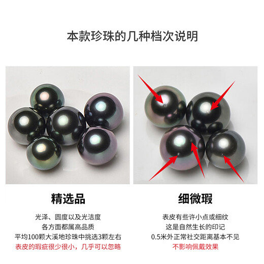 Nan Xi Tahitian Black Pearl Pendant Single 18K Gold Diamond Princess Black Seawater Pearl Necklace Birthday Gift for Women Black + White 18k Gold Diamond A Grade/Slightly Flawed 12-13mm