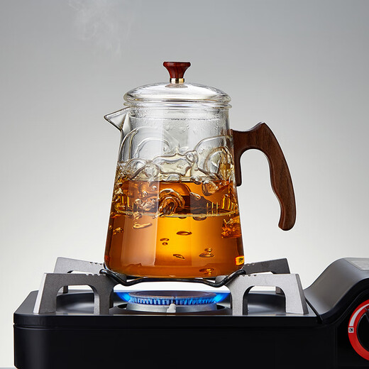 Mesni thickened glass teapot teapot heat-resistant glass teapot wooden handle teapot Kung Fu tea set