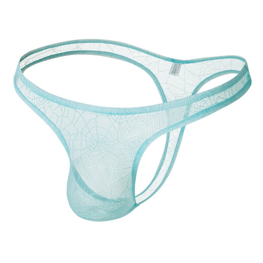 Long Night Men's Sexy See-Through Sexy Underwear Breathable Spider Web Passion Temptation Men's Low Waist Thong Black XL