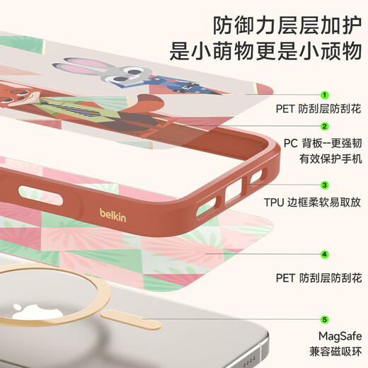 贝尔金（BELKIN）适用苹果16ProMax手机壳 迪士尼疯狂动物城定制款 iPhone16ProMax手机保护套 MagSafe磁吸带壳充电