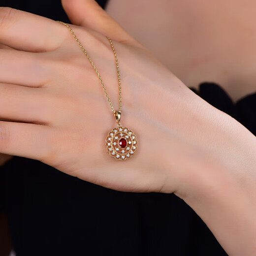 COASZE ruby necklace women's 18k gold diamond inlaid colored gems in stock one item one certificate ruby necklace