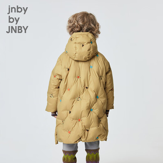 jnby by JNBY江南布衣童装冬装男女童长款羽绒服连帽刺绣图案儿童1N0C13601 287黄卡其 110 cm