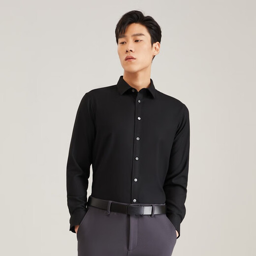 YOUNGOR рубашка с длинными рукавами, мужская замшевая рубашка, теплая на ощупь повседневная модная, широкая и стильная VLRM119782AFA, черная 41