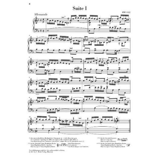 巴赫 法国组曲BWV 812-817 钢琴独奏无指法 亨乐原版 J. S. Bach French Suites BWV 812-817 HN1593