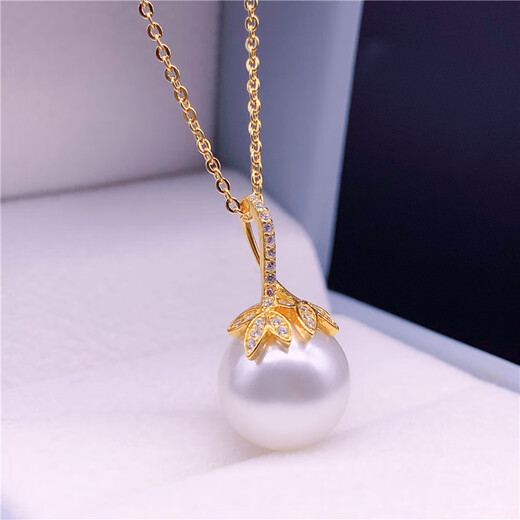 Fat Donglai's same style 18k gold freshwater pearl pendant, natural sea water powder, gift for mother, mother-in-law, gold beads 14-15mm