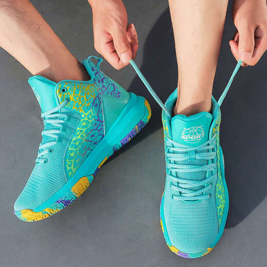 Schnelle Basketballschuhe Mamba Spirituelle Sportschuhe Reibung wird klingen, wenn sie für Teenager Mittelschule Schülern Beton Basketballschuhe Kriegstiefel grün 695 Reibung Sound 38