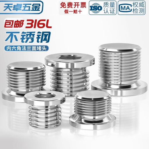 Tianzhuo Hardware 316L stainless steel with side pipe plug inner hexagonal flange oil plug bulk head G1 points 2 points 4 points 6 points 1 inch 2 M12*1.5 316L stainless steel