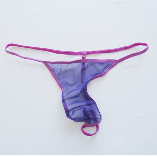 Wen Shiou Herren sexy Unterwäsche Tanga transparent sexy sexy Streifen Nicht geheimer Dreieck transparent T-Pants Nische Hobbys vertraulich einteilig Schwarz