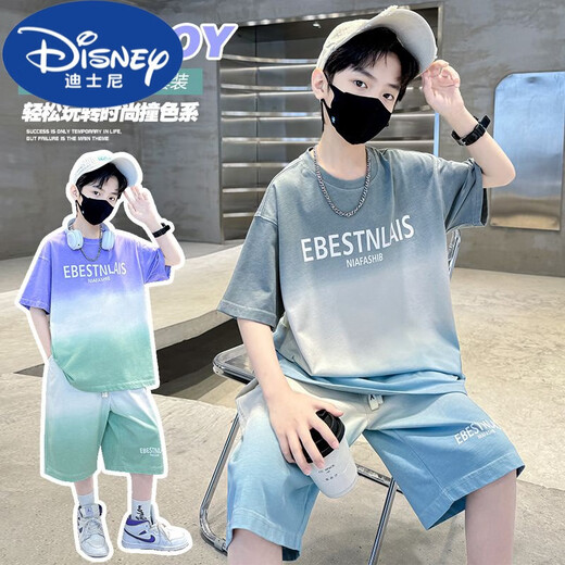 Disney (Disney) Jungen Sommeranzug Dünne 2024 neue Kinder Sommerkurzärmel-Shorts mittelgroße Kinder im Sommerstil hübsch und modisch 689-GREY-Anzug 170