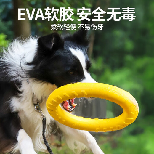 Qi Oh dog toy ball bite-resistant Frisbee pull ring pet border collie toy to relieve boredom self-pleasure tool molar dog training toy interactive pull ring large size 29cm