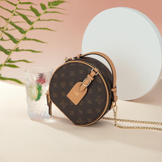 
Scarecrow women's bag 2025 new small round bag fashionable old-fashioned one-shoulder crossbody bag high-end bag gift for girlfriend and wife 79069-1 deep coffee (gift box)