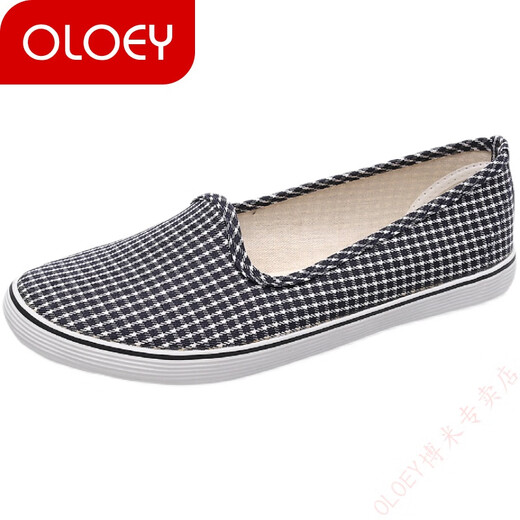 OLOEY old Beijing cloth shoes women middle-aged and elderly mothers single shoes non-slip soft sole beef tendon sole canvas work and work shoes 902 blue 37