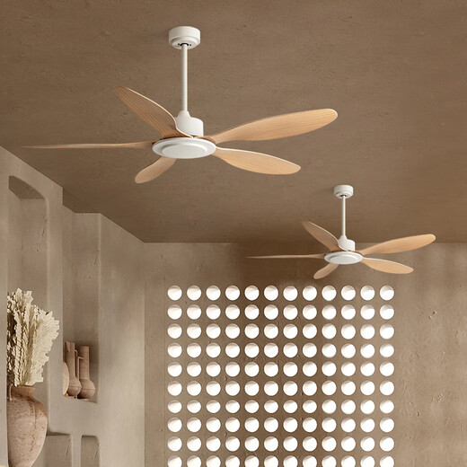 Weather Vane Moderner Industriestil Leichtes 56-Zoll-Deckenlüfter Restaurant Decke Einfacher elektrischer Lüfter Wohnzimmer Kommerzielle Lüfter Frequenzumwandlung 46-681a Grau 5 Blätter-Leichte Holzkornblätter Fernbedienung ohne Lampe