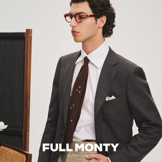 FULL MONTY Spring and Autumn Men's Blazer Pure Wool Casual High-end Single West Top Groom Wedding Suit Dark Gray 1230 50