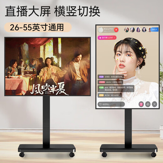 Enlip Mobile TV Stand Horizontal and Vertical Screen Rotation 90 Monitor TV Floor Cart Live Video Conferencing TV Stand Universal Removable Hanger