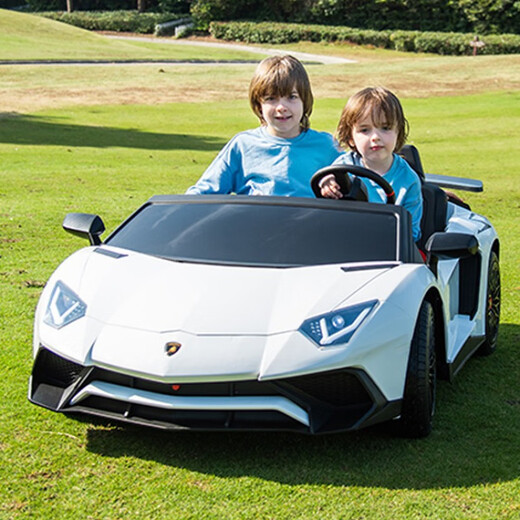 JHBEE two-seater Lamborghini 1-8-year-old electric car large four-wheel parent-child sports car toy car can be used for adults paint powder + 24V14A + pneumatic wheel + leather seat Light sound brushless motor