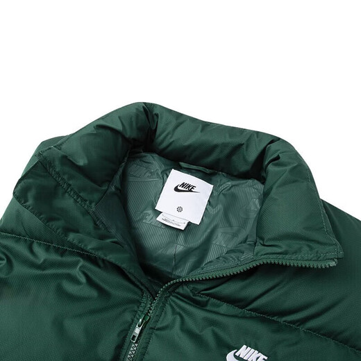 Nike cotton vest men's 2025 summer new style running fitness down comfortable stand collar zipper casual sports jacket FB7374-323 fir green/white (cotton jacket) M