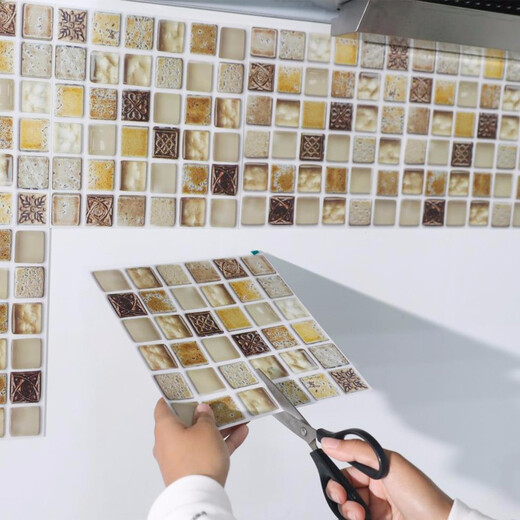 Rosendruck Mosaik Küchenküchenöl-Sichtaufkleber Selbstklebender Wandaufkleber Tapete Hochtemperaturresistente Herd Badezimmer Wanddekoration Renovierung Artikel Nummer: B727 (10 Stücke)