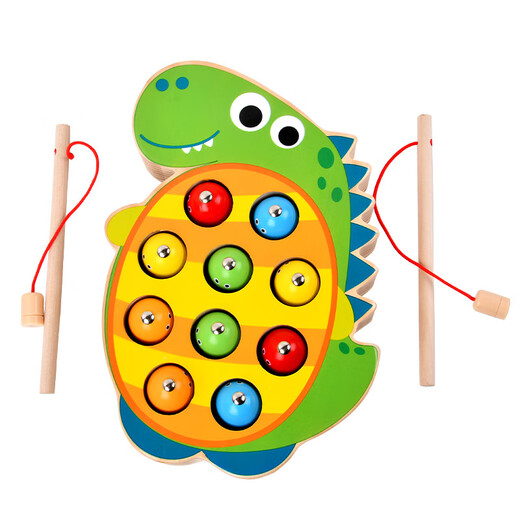Fun Die de educación temprana para niños Gatito pesca de gatito Coda de pesca Desarrollo de inteligencia Enfoque Entrenamiento de escritorio juguete de madera Pesca de ohye-dinosaur 0.54