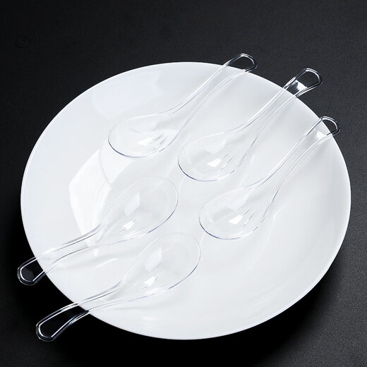 MULTIPOTENT disposable 20ml crystal spoon dessert spoon Chinese porridge spoon spoon plastic small rice spoon 20 pieces Jia Shengya series