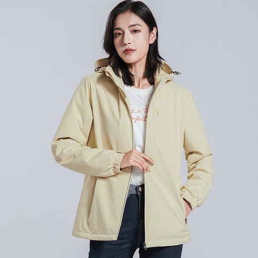 Woodpecker (TUCANO) plus velvet integrated jacket for women, single-layer outdoor autumn and winter mountaineering jacket jacket warm soft shell windbreaker 9930S-2 desert yellow-woman [camouflage] 2XL