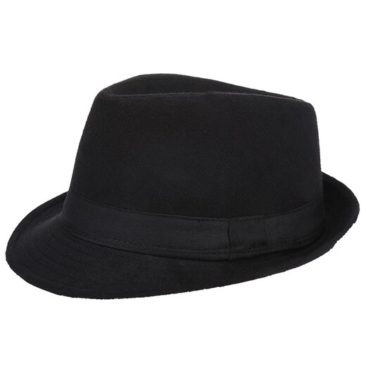 Lufeng Hat Men's Top Hat Winter Woolen Warm Jazz Hat Middle-aged and Elderly Spring and Autumn Dad Old Man Retro Gentleman Hat Black Regular Head Circumference 55-58cm
