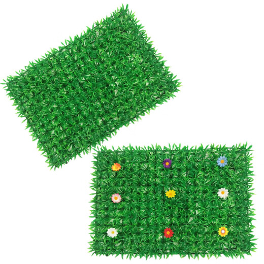 Qiyihang simulated lawn plastic artificial fake outdoor turf large grass belt indoor balcony decorative wall plant mat 40X60 large grass belt 6 flowers