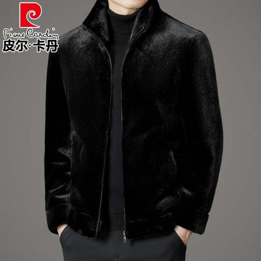 Piercardan high-end ferret fur jacket men's jacket winter new style fur integrated Haining double-sided warm coat men's black 48
