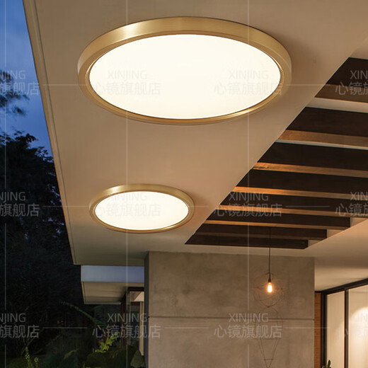 Herzspiegel Vollkupfer Decken Deckenleuchte Villa Gate Ultra-dünn vordere leichte Außengangsbalkon Lampe Moskito-vorgeschützt