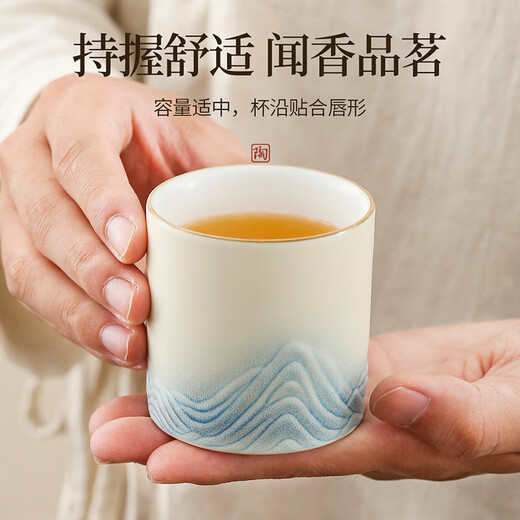 Xiangye large-capacity coarse pottery lifting kettle Kung Fu tea set tea set teapot tea cup housewarming gift souvenir Mihuang Jiangshan round lifting kettle 7-piece set + tea tray