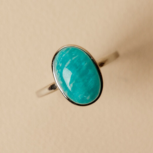 Red shadow 7A ice type natural old mine amazonite ring women's S925 silver blue green glacier good luck courage gemstone