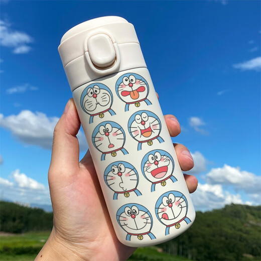 哆啦A梦保温杯卡通可爱动漫小清新学生弹跳盖便携水杯子情侣 300ml弹盖杯BW1343哆啦