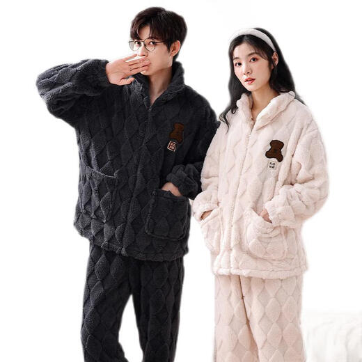 Sweet Orange Paar Pyjamas für Winter Männer und Frauen sowie samt verdickte niedliche Cartoon Koralle Velvet Pyjamas Strickjacken Hauskleidung kann außerhalb von BC6626 Paare getragen werden