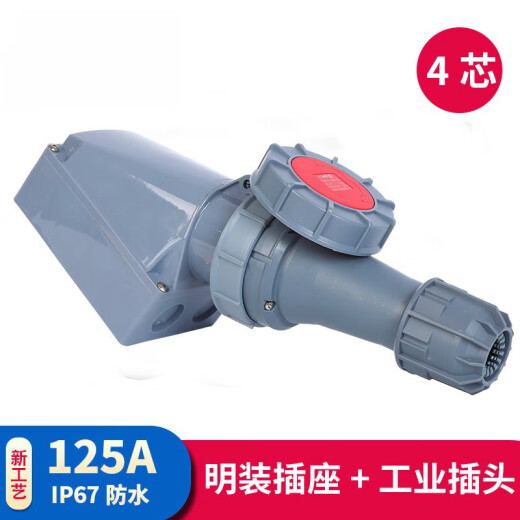 Shantoulincun XMSJ IP67 waterproof 63A125A Nylon Industrial Aviation Plug Socket Connector 3 HFN-1342 63A Four-core Light-mounted Socket Red