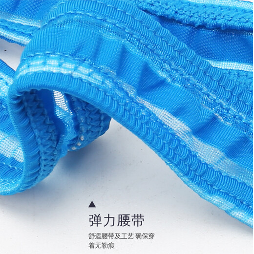 Jiaomei Wangduo men's underwear, mesh thong, seamless, light and quick-drying T-pants, large bag, trendy men's butt-exposing thong, red XL