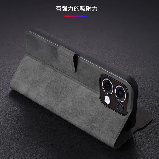 Xinjiang Science and Technology aplicable a Oppo Reno13 Case de teléfonos móviles Flip Flip Leather Fack Flip Cuero Nuevo Barra de oveja de piel de piel Case de protección contra caídas de alto nivel de alta gama Light Luxury Soporte portátil habilitado [Graphite Gray] OPPO Reno13 [Case de cuero Flip de inclusión completa + Lanyard]