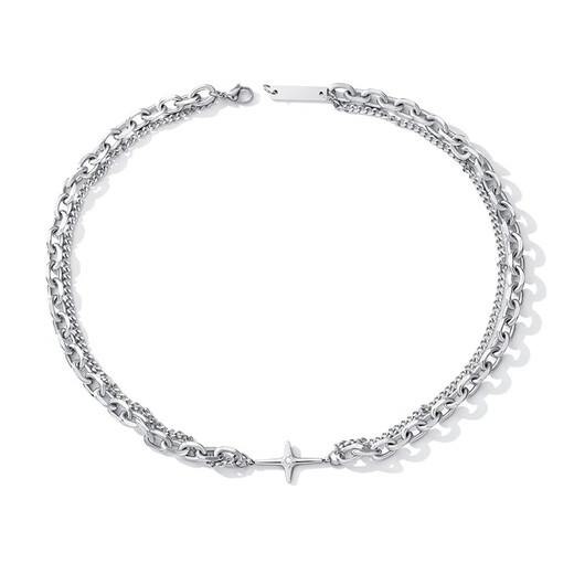 AHK stackable necklace men's trendy titanium steel hip-hop jewelry anniversary birthday gift for boyfriend and husband upgraded electroplating smooth and wear-resistant + four-pointed star square card