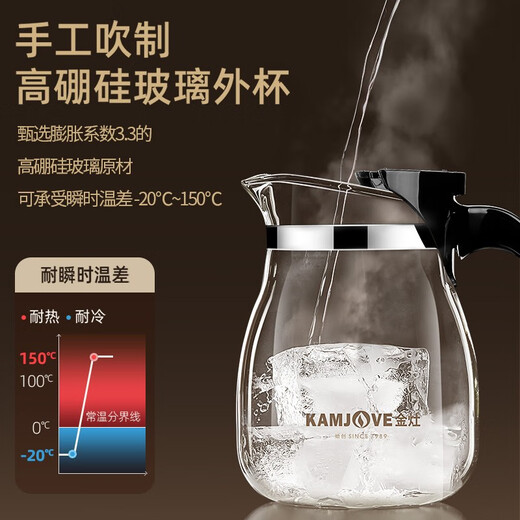 金灶（KAMJOVE）玻璃茶壶飘逸杯 泡茶壶茶道杯 花茶壶红茶泡茶器茶水分离杯TP-757 单茶壶700ml