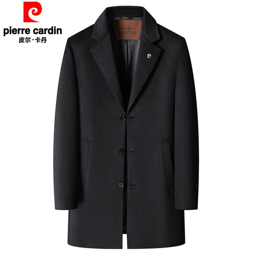 皮尔卡丹（pierre cardin）秋冬纯色双面绒大衣男中长款西服商务男士风衣羊毛呢子外套 藏青色826长款 170/M【建议100-125斤】