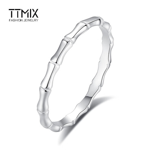 TTMIX New Chinese Style Platinum Bamboo Ring Women's pt950 Platinum Ring Simple and Elegant Jiejiehe 8# 1.3-1.5g