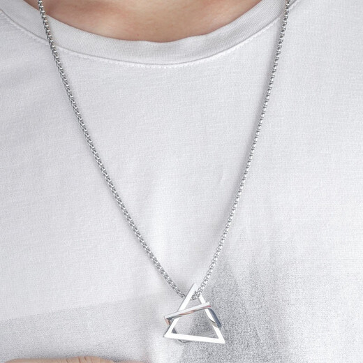 Yililuo geometric square triangle necklace men's trendy hip-hop couple titanium steel pendant simple versatile personalized sweater chain geometric necklace keel chain